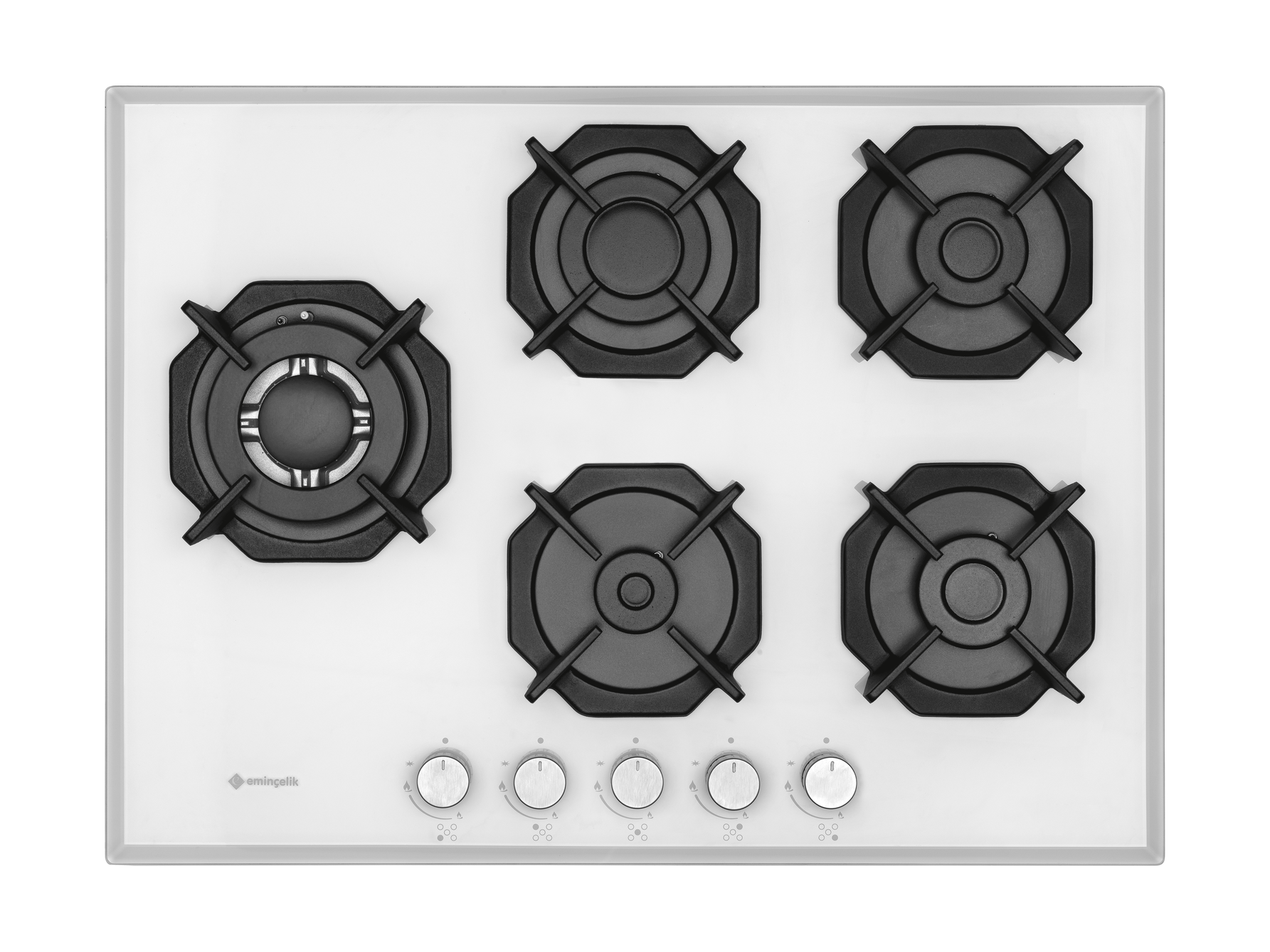 Ankastre 70 cm. Beyaz Cam Ocak (Soldan Wok'lu)