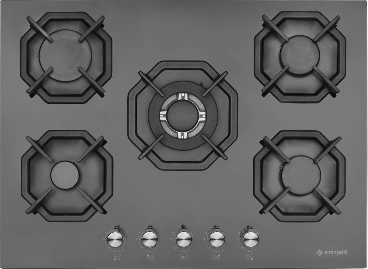 Ankastre 70 cm. Siyah Cam Ocak (Wok’lu)