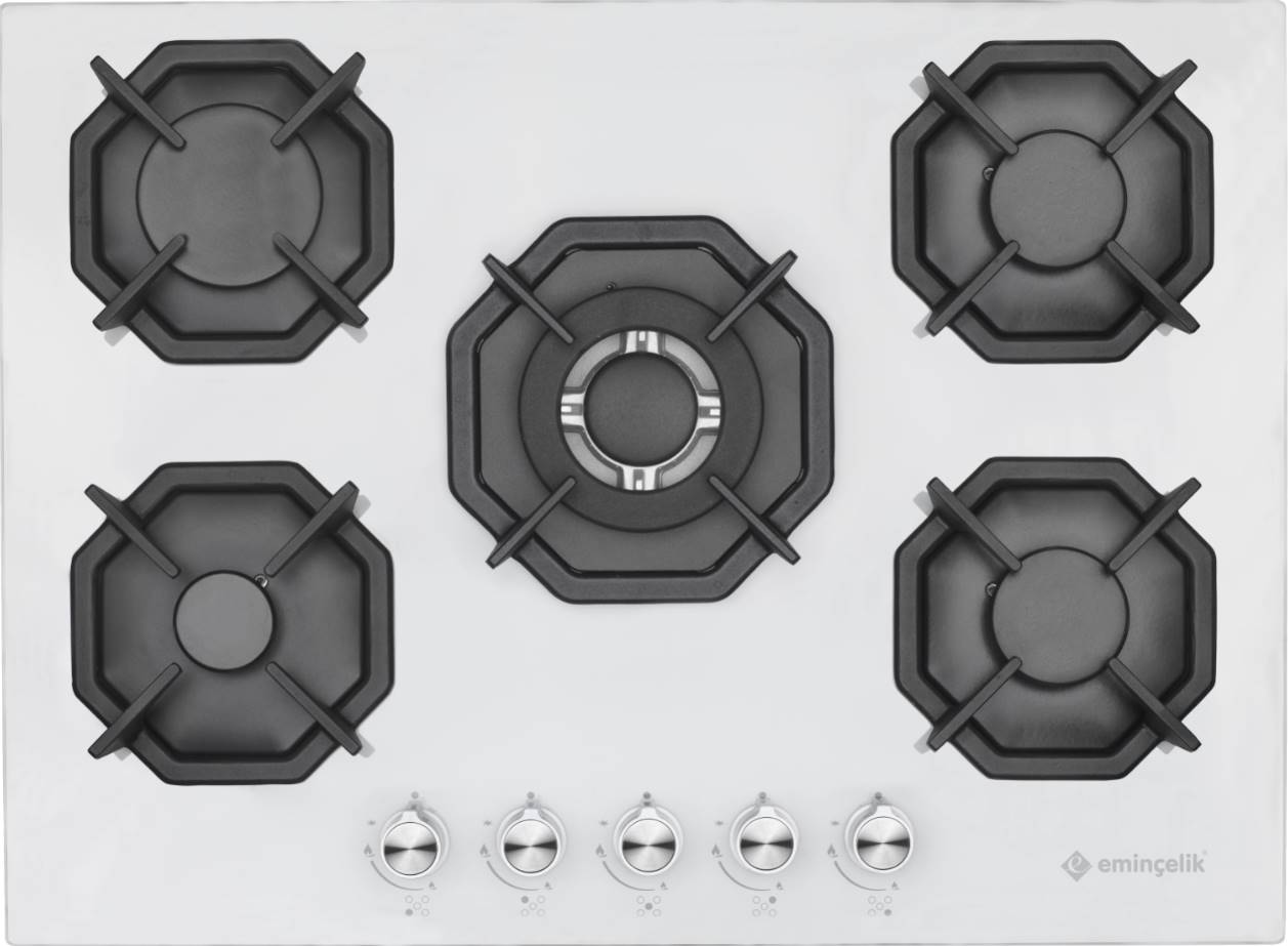 Ankastre 70 cm.Beyaz Cam Ocak (Wok’lu)